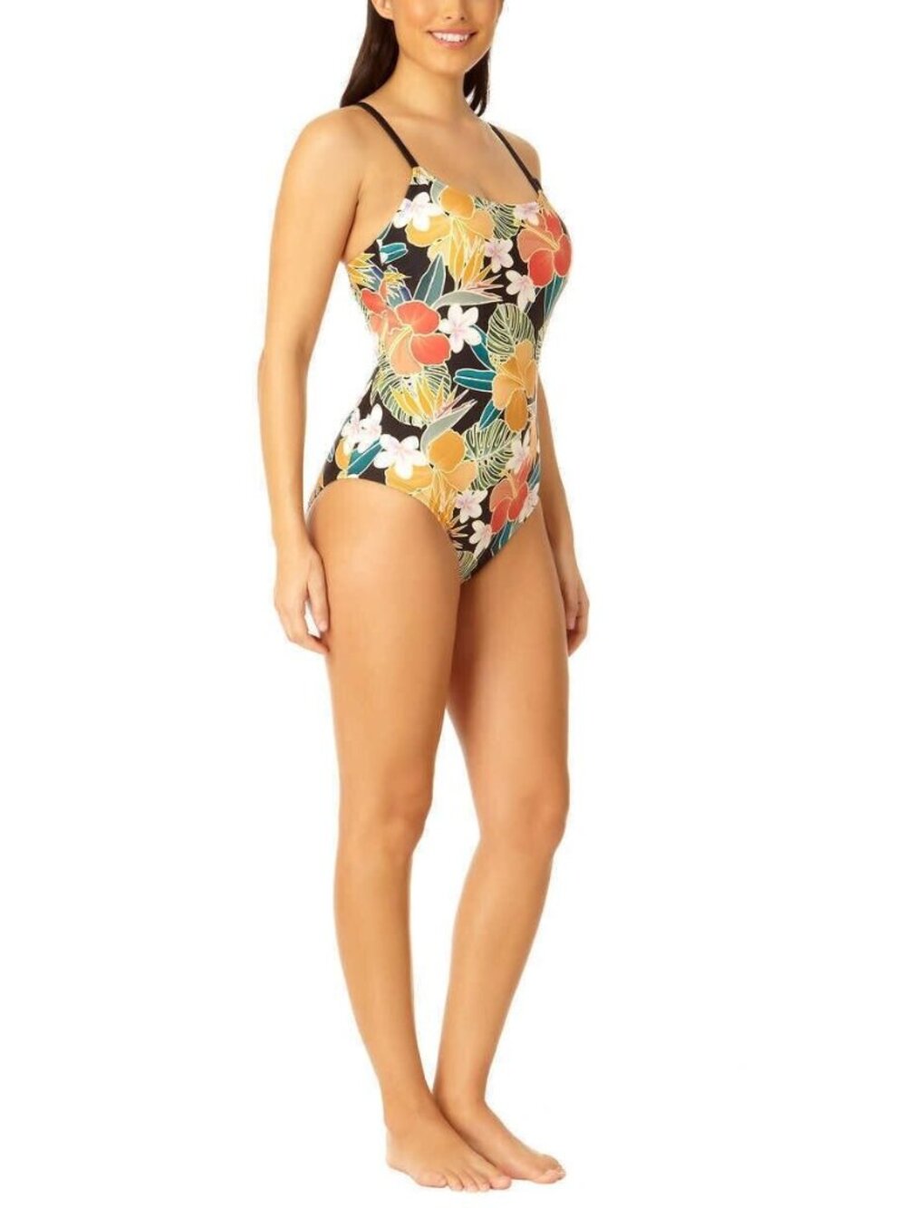 Hurley Women's UPF 50+ Stretch Midweight One Piece Swimsuit, Black Mult, Size XS